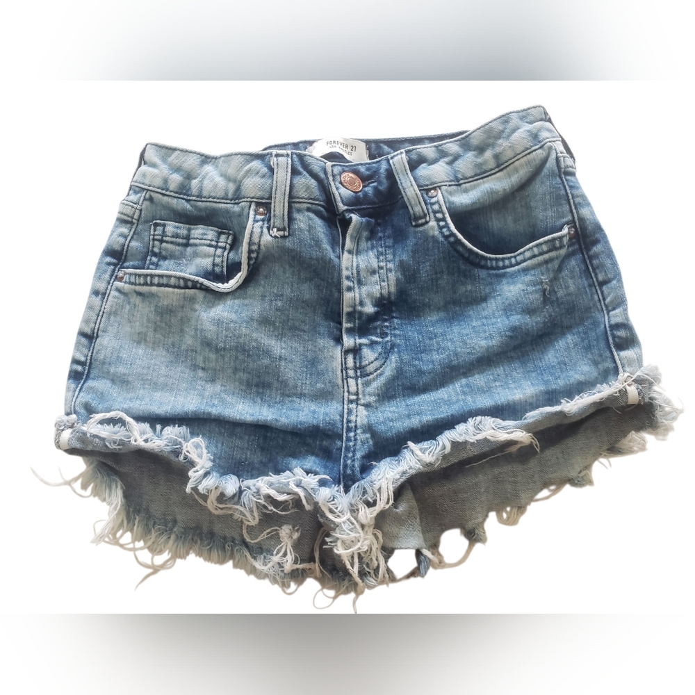 Forever 21 Blue Distressed Jean Shorts